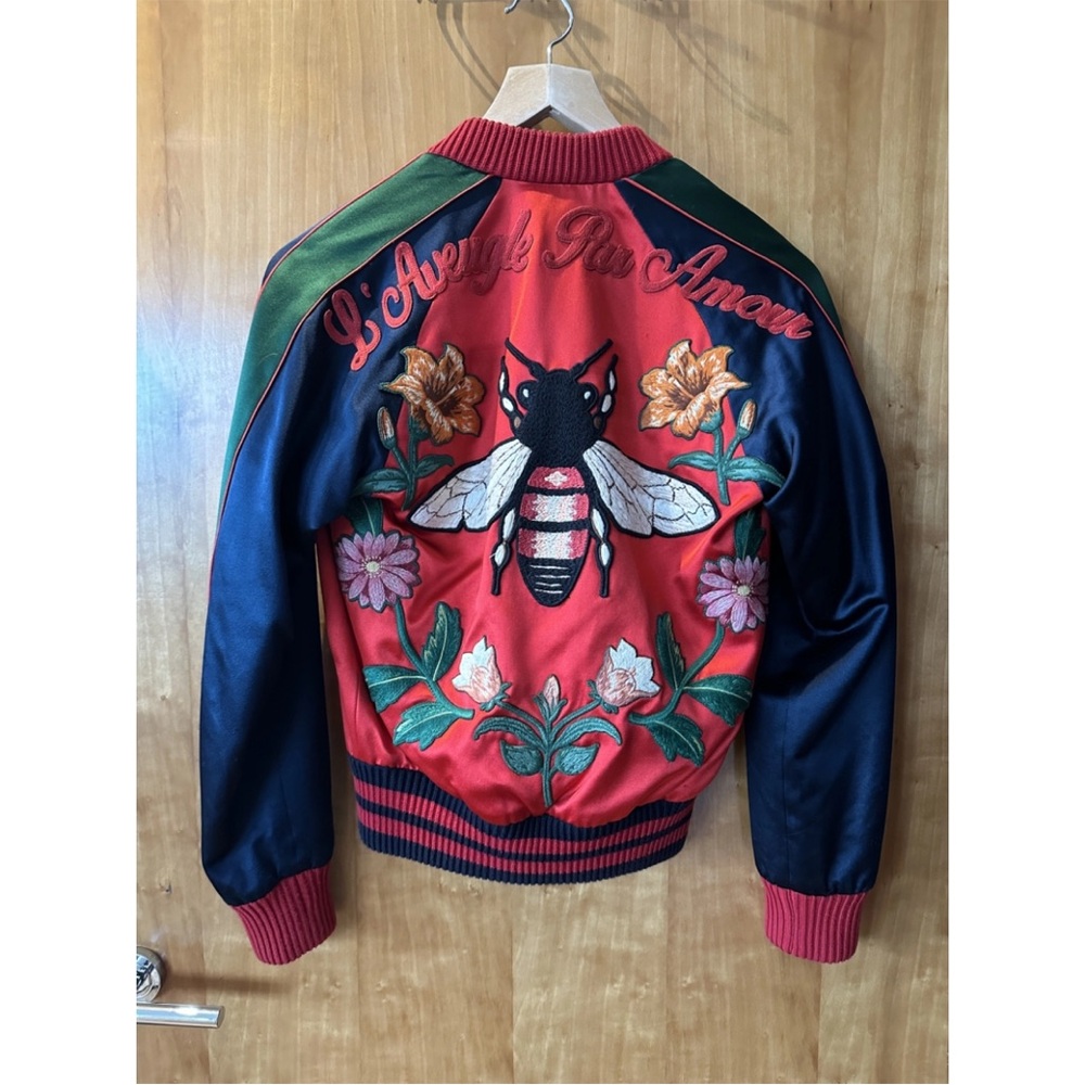 Gucci DIY Custom Embroidered Silk Bomber Jacket
